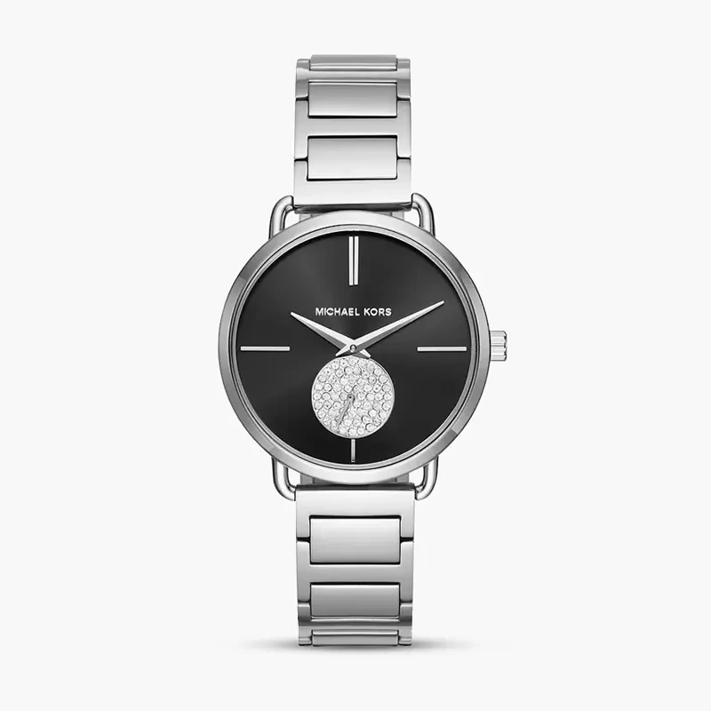 Michael Kors Portia Black Dial Silver-tone Ladies Watch | MK3638